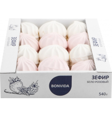 Зефир BONVIDA бело-розовый, 540г, Россия, 540 г