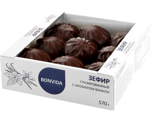 Зефир BONVIDA с ароматом ванили глазированный, 570г, Россия, 570 г