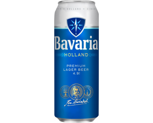 Пиво светлое BAVARIA Premium фильтрованное пастеризованное 4,9%, 0.45л, Россия, 0.45 L