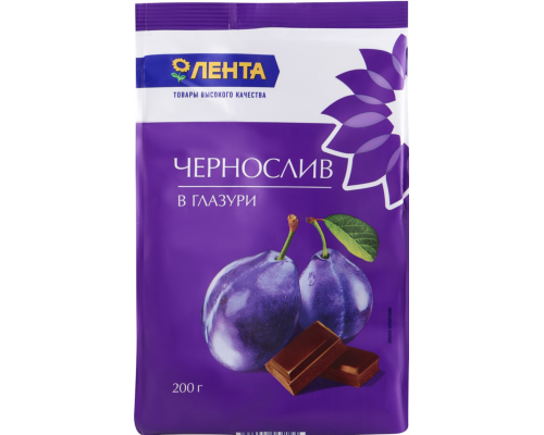 Конфеты ЛЕНТА Фрукты в глазури чернослив, 200г, Россия, 200 г