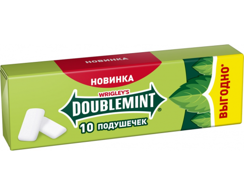 Жевательная резинка WRIGLEY'S Doublemint со вкусом мяты и ментола, без сахара, 13,6г, Россия, 13,6 г