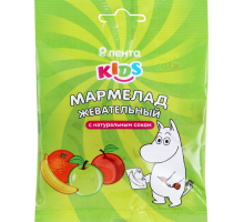 Мармелад жевательный ЛЕНТА KIDS Муми-тролли Фрукты со вкусом яблоко,
персик, банан, апельсин, 70г, Россия, 70 г