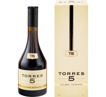 Бренди TORRES 5 Solera Reserva 38%, 0.7л, Испания, 0.7 L