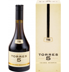 Бренди TORRES 5 Solera Reserva 38%, 0.7л, Испания, 0.7 L