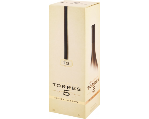 Бренди TORRES 5 Solera Reserva 38%, 0.7л, Испания, 0.7 L