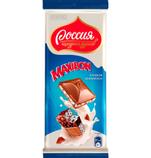 Шоколад молочный РОССИЯ ЩЕДРАЯ ДУША Maxibon cookie sandwich с двухслойной начинкой со вкусом мороженного и печеньем, 80г, Россия, 80 г