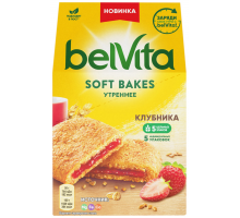 Печенье BELVITA Утреннее Soft Bakes c цельнозерновыми злаками с клубничной начинкой, 250г, Чехия, 250 г