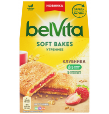 Печенье BELVITA Утреннее Soft Bakes c цельнозерновыми злаками с клубничной начинкой, 250г, Чехия, 250 г