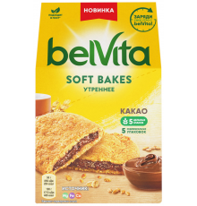 Печенье BELVITA Утреннее Soft Bakes с цельнозерновыми злаками и начинкой с какао, 250г, Чехия, 250 г