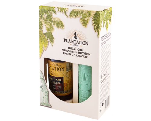 Ром PLANTATION Original Dark Double Aged выдержанный 40% + стакан, п/у,  0.7л, Франция, 0.7 L