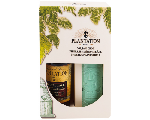 Ром PLANTATION Original Dark Double Aged выдержанный 40% + стакан, п/у,  0.7л, Франция, 0.7 L