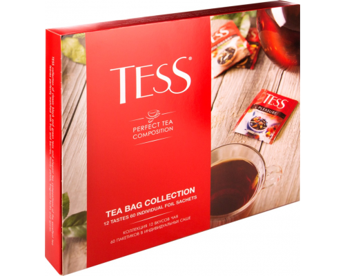 Набор чая и чайных напитков TESS Tea Bag Collection 12 видов, 60пак, Россия, 102 г