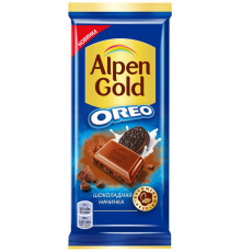 Шоколад молочный ALPEN GOLD Орео с шоколадной начинкой и кусочками печенья, 90г, Россия, 90 г