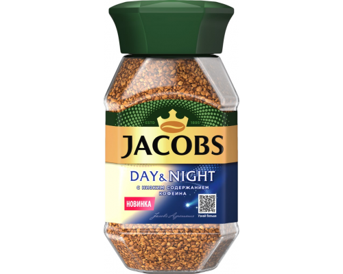 Кофе растворимый JACOBS Day&Night натуральный сублимированный декофеинизированный, 95г, Германия, 95 г