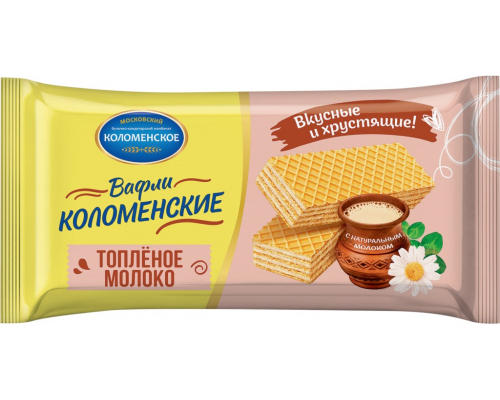 Вафли КОЛОМЕНСКОЕ со вкусом топленое молоко, 200г, Россия, 200 г