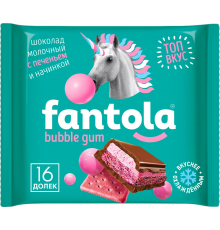 Шоколад молочный FANTOLA Bubble gum с печеньем, 66г, Россия, 66 г