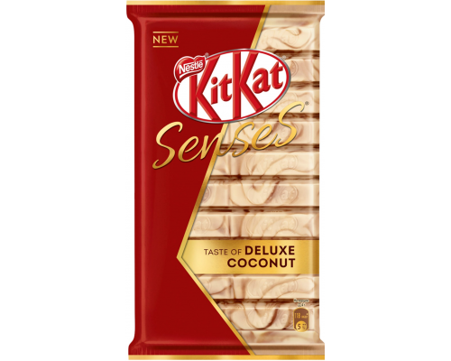 Шоколад KITKAT Senses Deluxe Coconut белый шоколад со вкусом кокоса и молочный шоколад со вкусом миндаля, 112г, Россия, 112 г