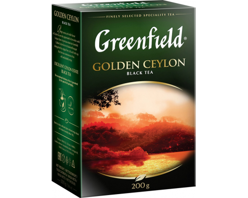 Чай черный GREENFIELD Golden Ceylon листовой, 200г, Россия, 200 г