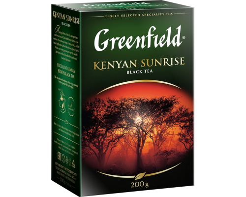 Чай черный GREENFIELD Kenyan Sunrise листовой, 200г, Россия, 200 г