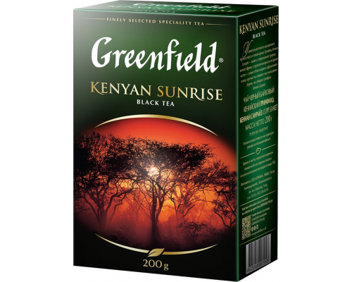 Чай черный GREENFIELD Kenyan Sunrise листовой, 200г, Россия, 200 г