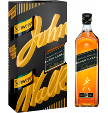 Виски JOHNNIE WALKER Black Label Шотландский купажированный 12 лет 40%,  0.7л + Напиток SCHWEPPES Английский тоник, 2x0.33л, Великобритания, 0.7 L