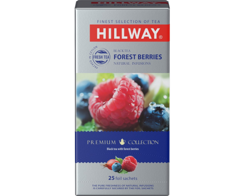 Чай черный HILLWAY Forest berries байховый с кусочками фруктов и ягод, 25пак, Шри-Ланка, 25 пак