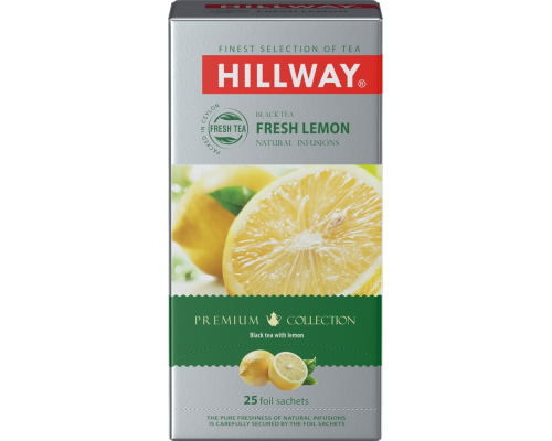 Чай черный HILLWAY Fresh lemon байховый с лимоном и лемонграссом, 25пак, Шри-Ланка, 25 пак