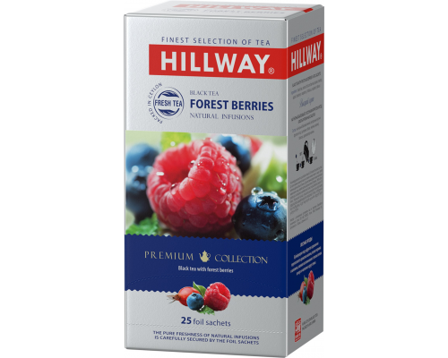 Чай черный HILLWAY Forest berries байховый с кусочками фруктов и ягод, 25пак, Шри-Ланка, 25 пак