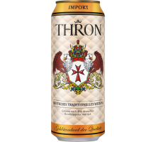 Пиво светлое THRON WEIZEN пшеничное нефильтрованное пастеризованное 4,9%, 0.5л, Германия, 0.5 L