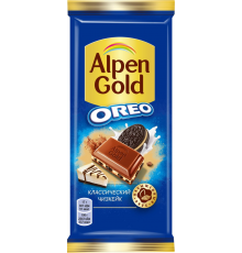 Шоколад молочный ALPEN GOLD Орео классический чизкейк с начинкой с добавлением сухого сыра и кусочками печенья, 90г, Россия, 90 г