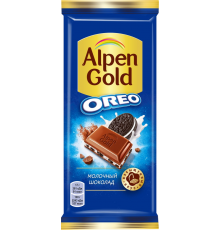 Шоколад молочный ALPEN GOLD Орео с начинкой со вкусом ванили и кусочками печенья, 90г, Россия, 90 г