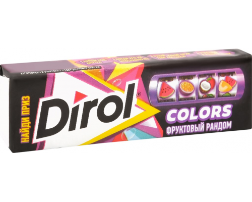 Жевательная резинка DIROL Colors Фруктовый рандом, без сахара, 13,6г, Россия, 13,6 г