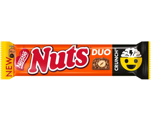 Батончик шоколадный NUTS Crunch с фундуком и арахисом, 60г, Россия, 60 г