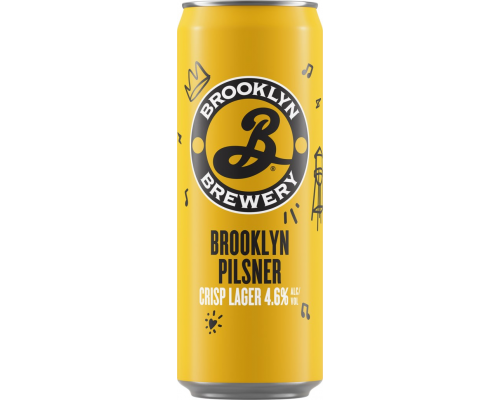 Пиво светлое BROOKLYN Pilsner пастеризованное 4,6%, 0.45л, Россия, 0.45 L