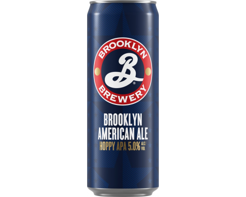 Пиво светлое BROOKLYN American Ale нефильтрованное пастеризованное 5%, 0.45л, Россия, 0.45 L