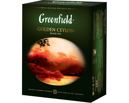 Чай черный GREENFIELD Golden Ceylon Цейлонский, 100пак, Россия, 100 пак