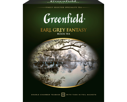 Чай черный GREENFIELD Earl Grey Fantasy с ароматом бергамота, 100пак, Россия, 100 пак