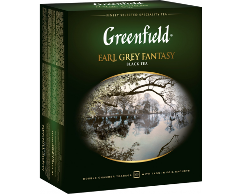 Чай черный GREENFIELD Earl Grey Fantasy с ароматом бергамота, 100пак, Россия, 100 пак