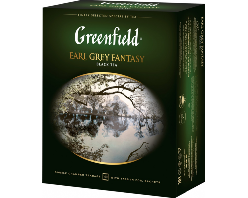 Чай черный GREENFIELD Earl Grey Fantasy с ароматом бергамота, 100пак, Россия, 100 пак