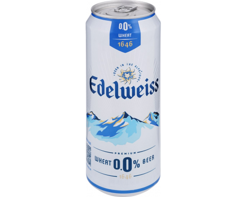 Напиток пивной безалкогольный EDELWEISS 0.0 Эдельвейс пшеничное нефильтрованный пастеризованный 0,3%, 0.43л, Россия, 0.43 L