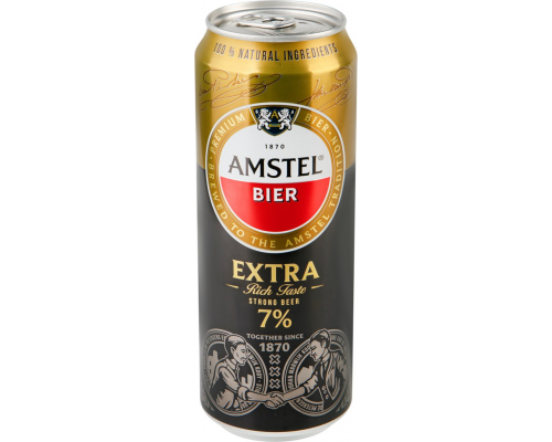 Пиво светлое AMSTEL Экстра пастер. алк.7,0% ж/б, Россия, 0.43 L