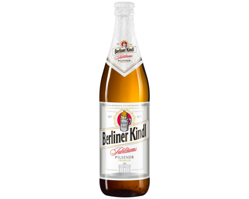 Пиво светлое BERLINER KINDL Jubilaums Pilsener фильтрованное пастеризованное 5,1%, 0.5л, Германия, 0.5 L