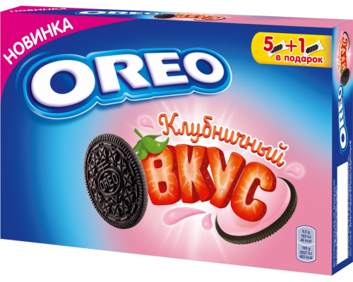 Печенье OREO с какао и начинкой со вкусом клубники, 228г, Россия, 228 г