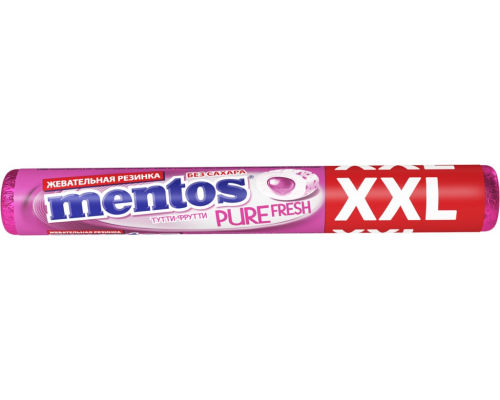 Жевательная резинка MENTOS Pure fresh XXL со вкусом тутти-фрутти, 23,3г, Россия, 23,3 г