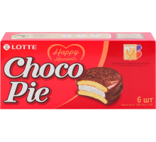 Печенье LOTTE Choco Pie бисквитное в шоколадной глазури, 6х28г, Россия, 6 шт