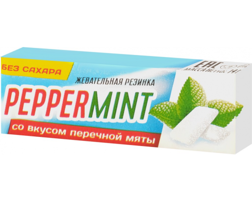 Жевательная резинка PEPPERMINT со вкусом перечной мяты, без сахара, 14г, Тунис, 14 г