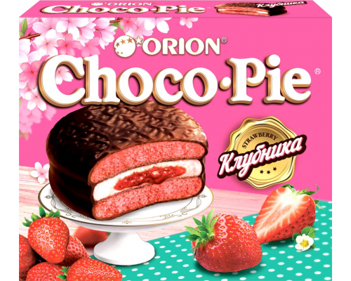 Бисквит ORION Choco Pie Strawberry, 360г, Россия, 360 г