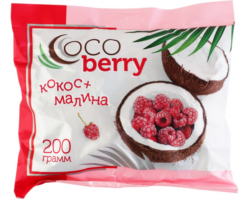 Конфеты КОНДИТЕР ПРОФИ Cocoberry с кокосовой стружкой и малиной, глазированные, 200г, Россия, 200 г