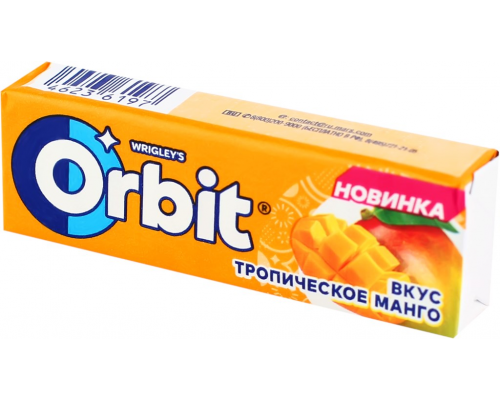 Жевательная резинка ORBIT Манго, без сахара, 13,6г, Россия, 13,6 г