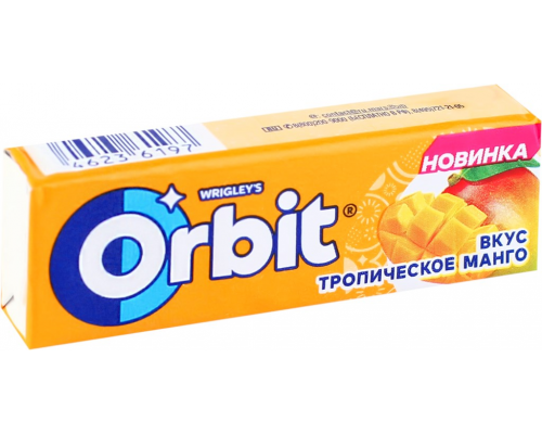 Жевательная резинка ORBIT Манго, без сахара, 13,6г, Россия, 13,6 г